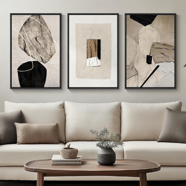 Arte Mural Abstracto Minimalista Neutro — Arte Mural Premium para Interiores Modernos