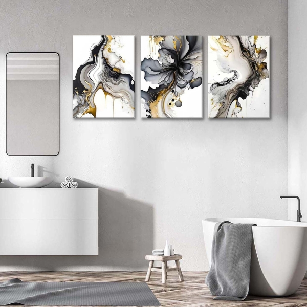 Arte Mural Abstracto Azul Marino y Dorado — Arte Mural Premium para Interiores Modernos
