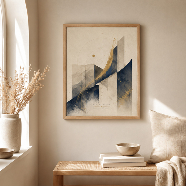 ascent study print modern architectural wall art natural wood frame wall art architectural wall decor modern office wall art minimalist architecture print 30x40 cm 12x16 inch natural wood frame