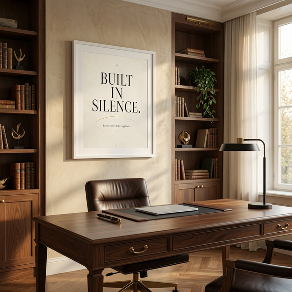 built in silence quiet success wall art executive workspace artwork silent success decor focused execution artwork quiet ambition decor 40x50 cm 16x20 inch white frame