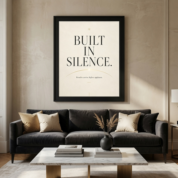 built in silence quiet success wall art modern business artwork silent success decor focused execution artwork quiet ambition decor 45x60 cm 18x24 inch black frame