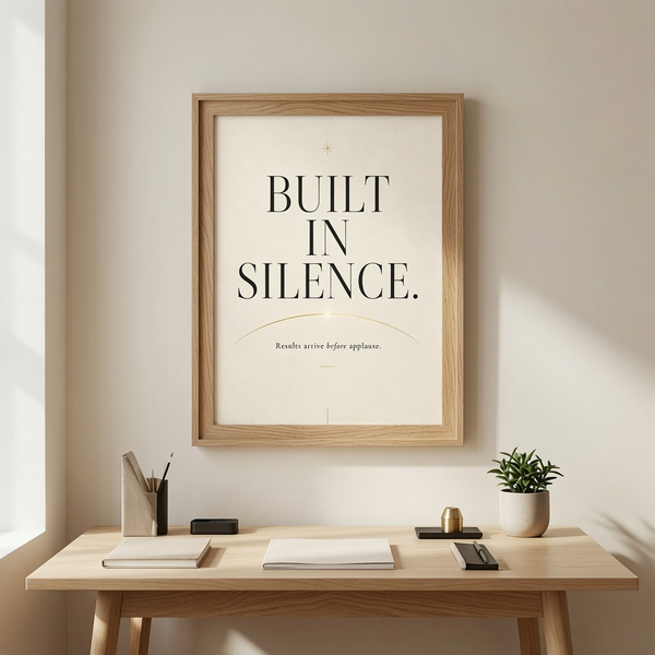 built in silence quiet success wall art motivational office print silent success decor focused execution artwork quiet ambition decor 13x18 cm 5x7 inch natural wood frame