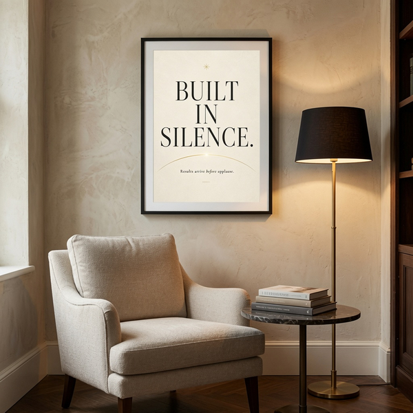 built in silence quiet success wall art professional development art silent success decor focused execution artwork quiet ambition decor 28x43 cm 11x17 inch black frame