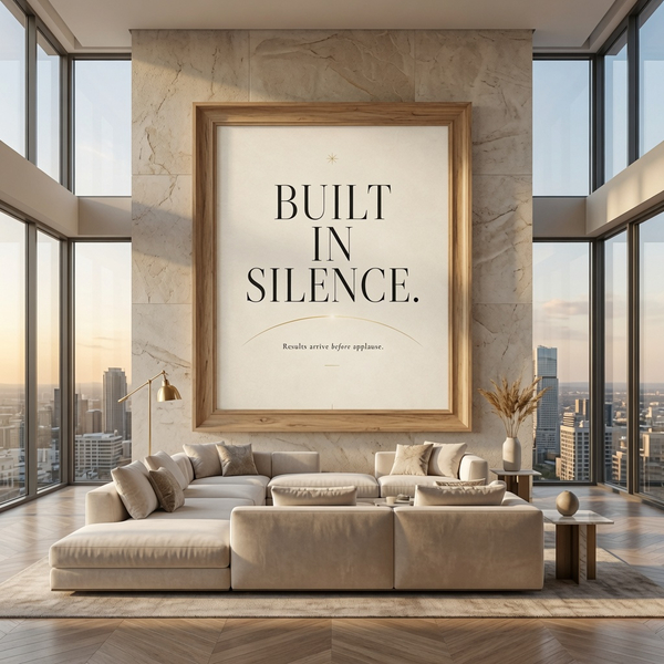 built in silence quiet success wall art refined workspace art silent success decor focused execution artwork quiet ambition decor 60x80 cm 24x32 inch natural wood frame