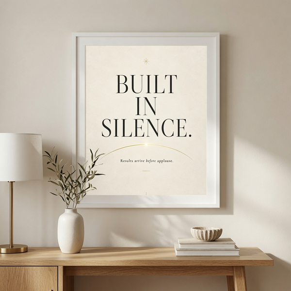 built in silence quiet success wall art vision focused wall art silent success decor focused execution artwork quiet ambition decor 20x25 cm 8x10 inch white frame