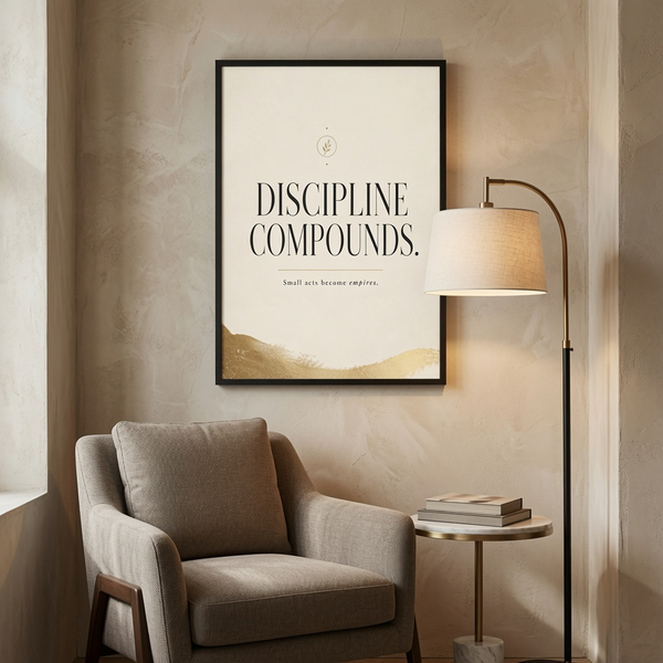 discipline builds empires consistent action wall art achievement mindset decor discipline wall decor daily discipline artwork compound success artwork 28x43 cm 11x17 inch black frame