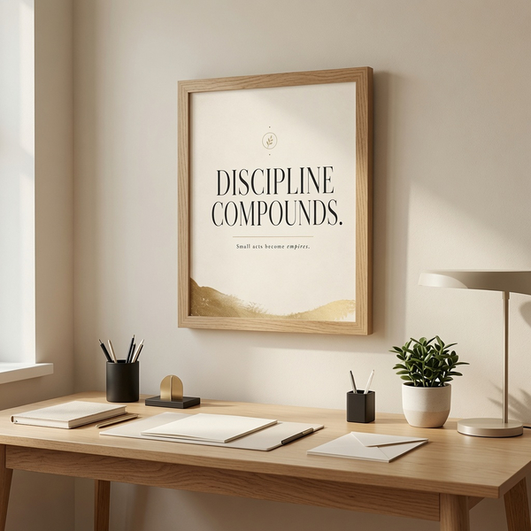discipline builds empires consistent action wall art goal achievement artwork discipline wall decor daily discipline artwork compound success artwork 13x18 cm 5x7 inch natural wood frame