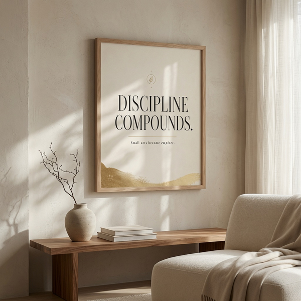 discipline builds empires consistent action wall art leadership office wall art discipline wall decor daily discipline artwork compound success artwork 30x40 cm 12x16 inch natural wood frame