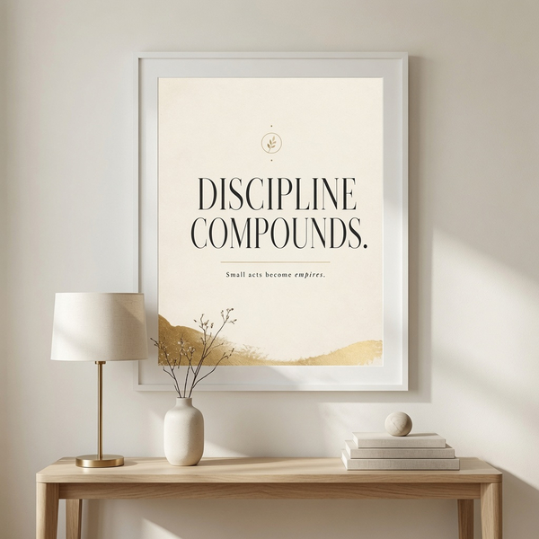 discipline builds empires consistent action wall art luxury motivational wall art discipline wall decor daily discipline artwork compound success artwork 20x25 cm 8x10 inch white frame