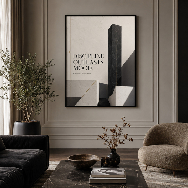 Discipline Outlasts Mood ambitious office decor in 45x60 cm 18x24 black frame