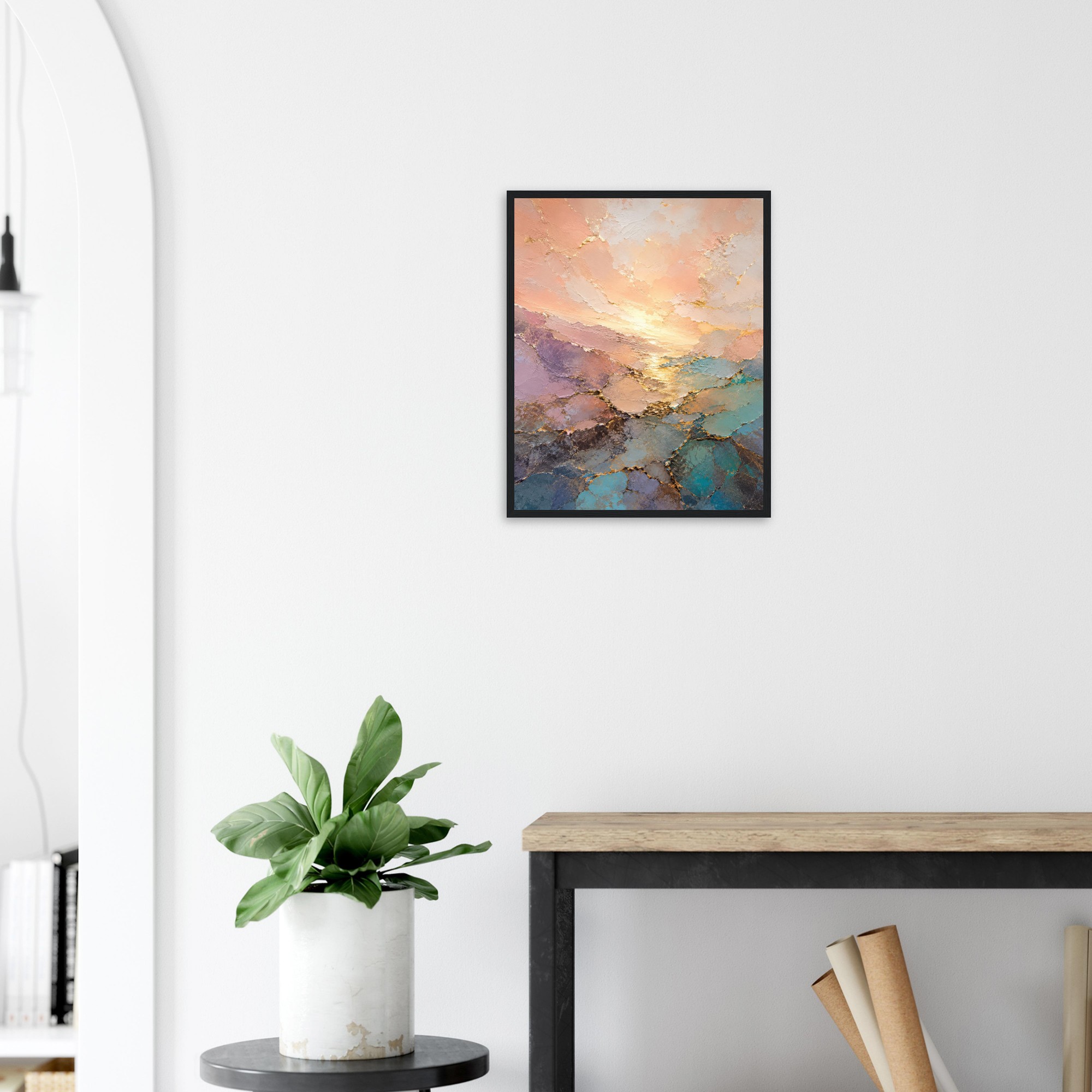 Golden Dawn Vista Sunrise Horizon Wall Art as Luxury Interior Wall Art