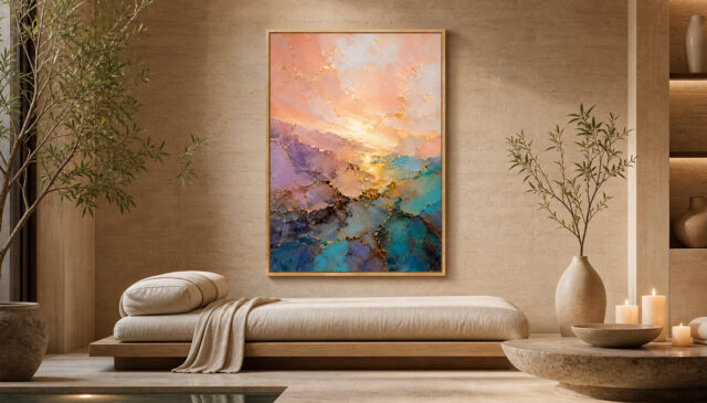 golden dawn vista sunrise horizon wall art luxury abstract landscape wall art refined interior artwork premium wall art by zenith living arts