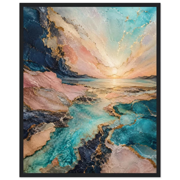 golden horizon lagoon abstract coastal wall art natural wood coastal art coastal abstract print ocean inspired wall decor modern coastal interior art