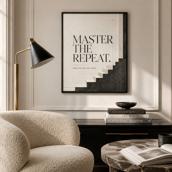 Master The Repeat achievement wall decor in 28x43 cm 11x17 black frame