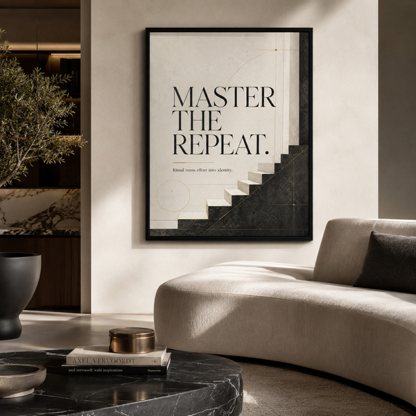 Master The Repeat discipline wall decor in 45x60 cm 18x24 black frame
