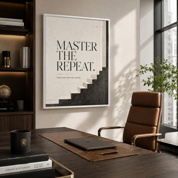 Master The Repeat goal setting wall art in 40x50 cm 16x20 white frame