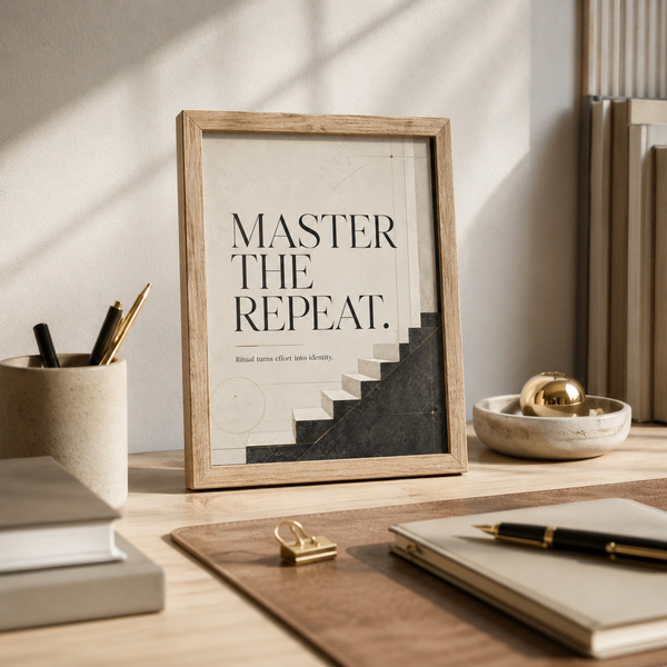 Master The Repeat premium interior artwork in 13x18 cm 5x7 natural wood frame