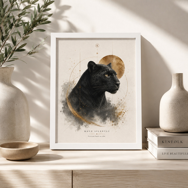 move silently panther print luxury office wall art ambition wall art black panther print panther wall decor 20x25 cm 8x10 inch white frame