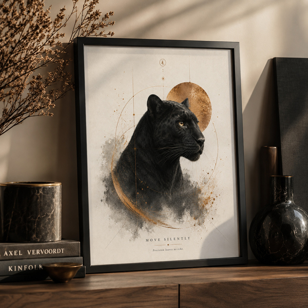 move silently panther print luxury office wall art ceo office decor black panther print panther wall decor 28x43 cm 11x17 inch black frame