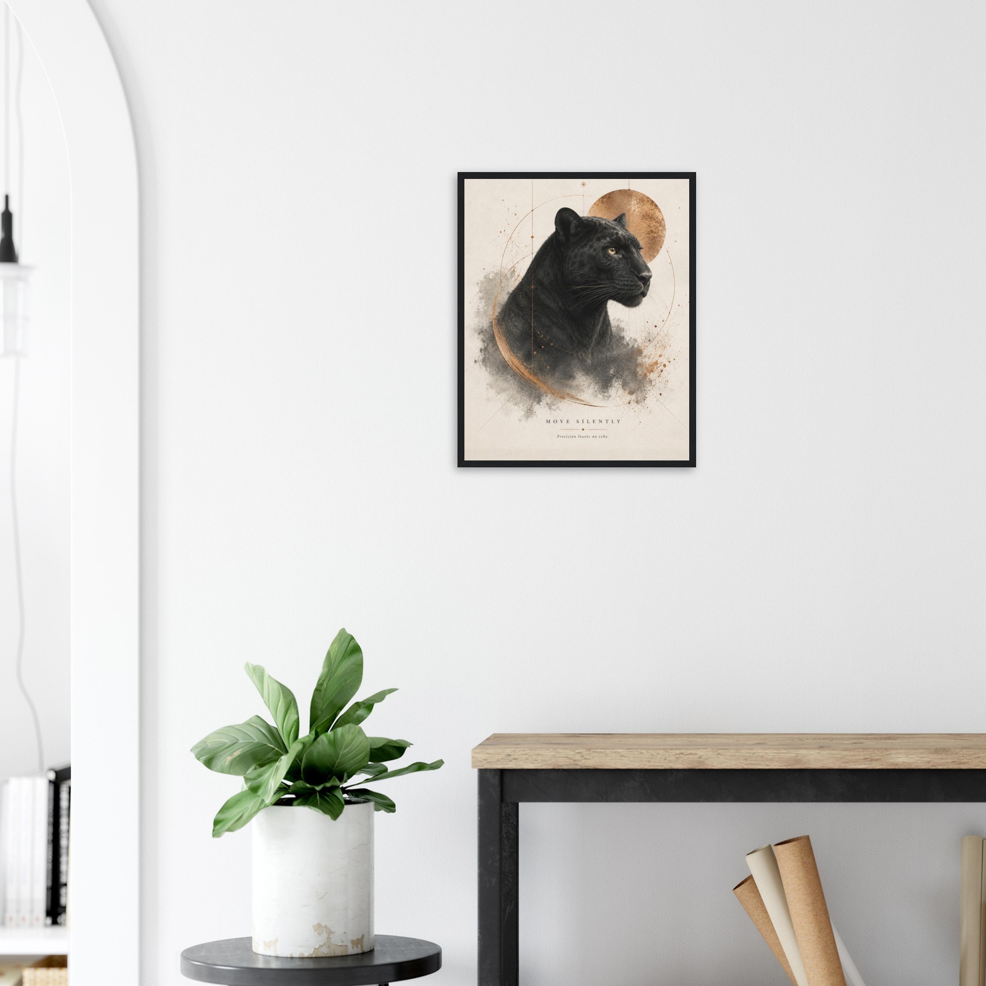 move silently panther print luxury office wall art luxury wall art print black panther print panther wall decor