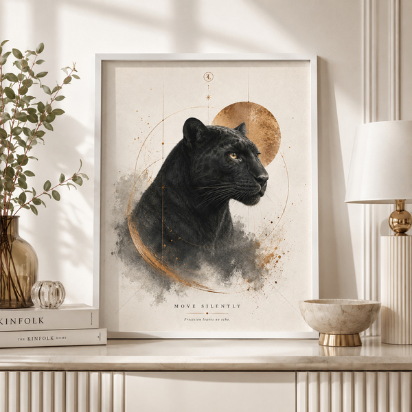 move silently panther print luxury office wall art sophisticated wall decor black panther print panther wall decor 40x50 cm 16x20 inch white frame