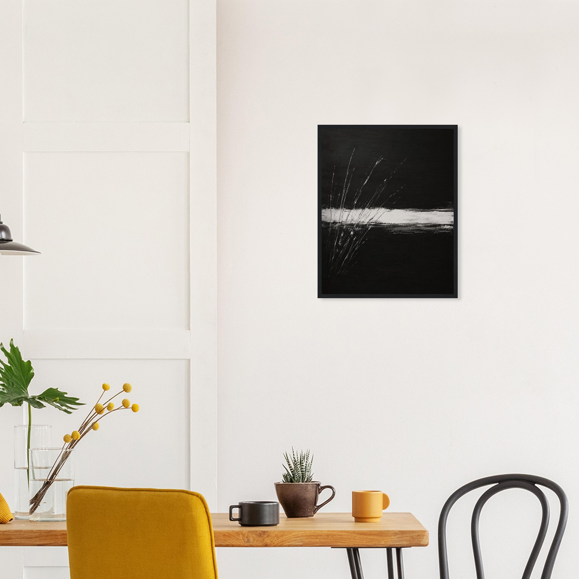 noir horizon motion minimalist black and white wall art abstract black and white decor modern black and white print minimalist monochrome artwork abstract motion wall decor