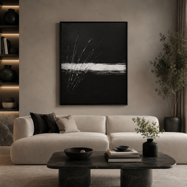 Noir Horizon Motion Luxury Black Frame Wall Art in 45x60 cm 18x24 Black Frame