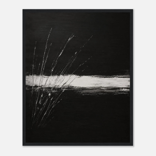 noir horizon motion minimalist black and white wall art modern light wood frame art modern black and white print minimalist monochrome artwork abstract motion wall decor