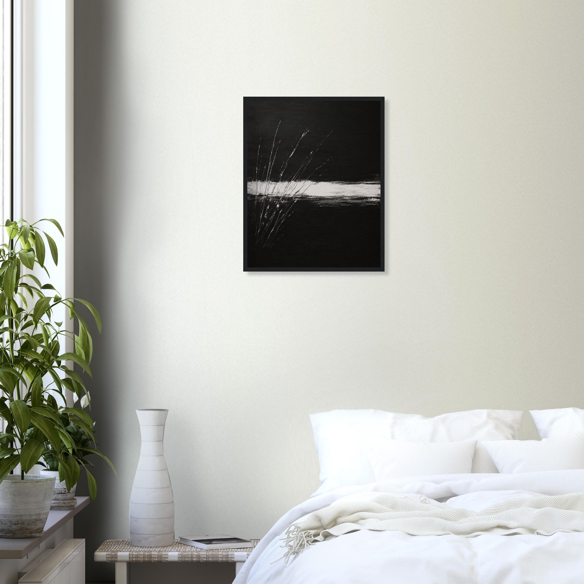 noir horizon motion minimalist black and white wall art modern monochrome decor modern black and white print minimalist monochrome artwork abstract motion wall decor