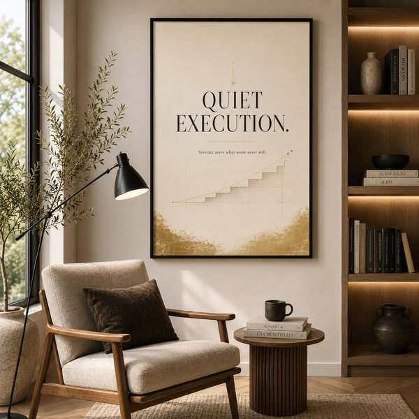 Quiet Execution Growth 28 × 43 cm Marco Negro Quiet Execution Growth arte de mentalidad de alto rendimiento en 28x43 cm 11x17 con marco negro