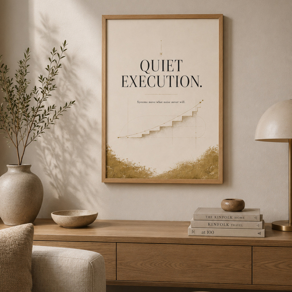 Quiet Execution Growth 30 × 40 cm Marco de Madera Natural Quiet Execution Growth decoración de productividad en 30x40 cm 12x16 con marco de madera natural