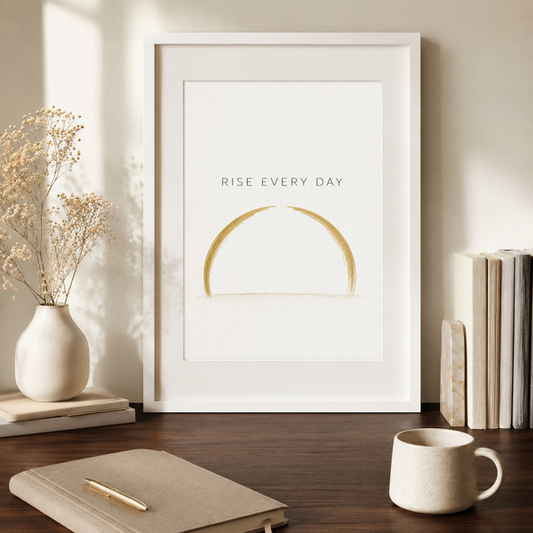 rise every day motivational office wall art vision focused decor daily motivation print success mindset wall art modern office inspiration 20x25 cm 8x10 inch white frame