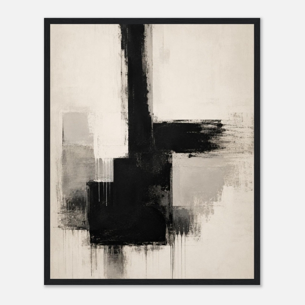 silent structure form black and white abstract wall art five by seven abstract print minimalist monochrome artwork modern black and white print abstract architectural wall art 13x18 cm 5x7 inch natural wood frame