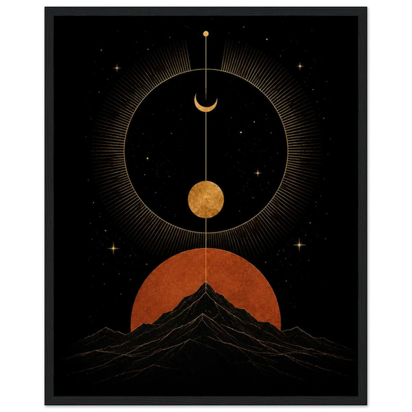 summit beyond self celestial mountain wall art statement wall decor cosmic landscape artwork spiritual mountain decor modern celestial artwork