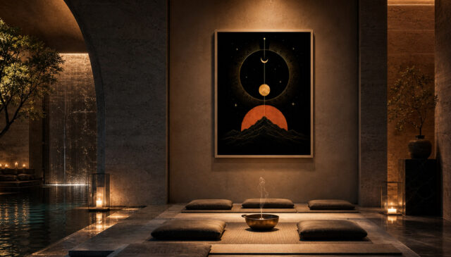 summit beyond self visionary mountain wall art celestial mountain wall art inner growth artwork premium wall art by zenith living arts