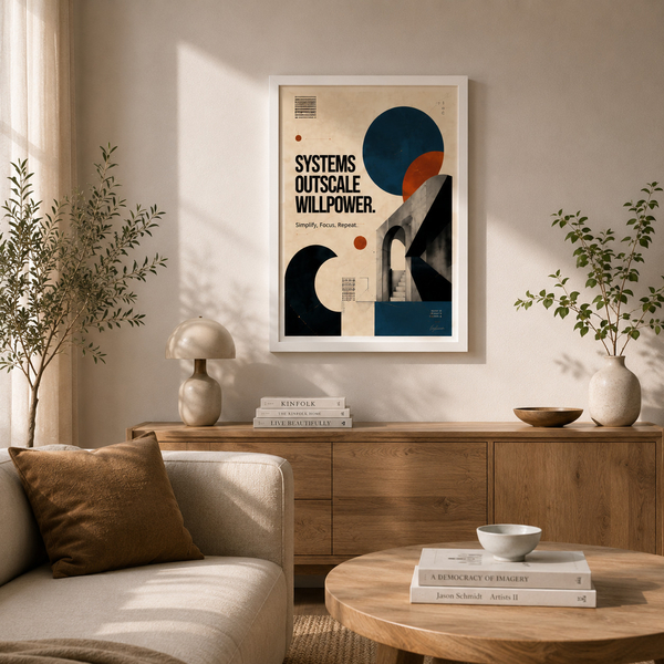 systems outscale willpower productivity wall art executive workspace artwork systems thinking artwork workflow optimization decor productivity systems artwork 40x50 cm 16x20 inch white frame