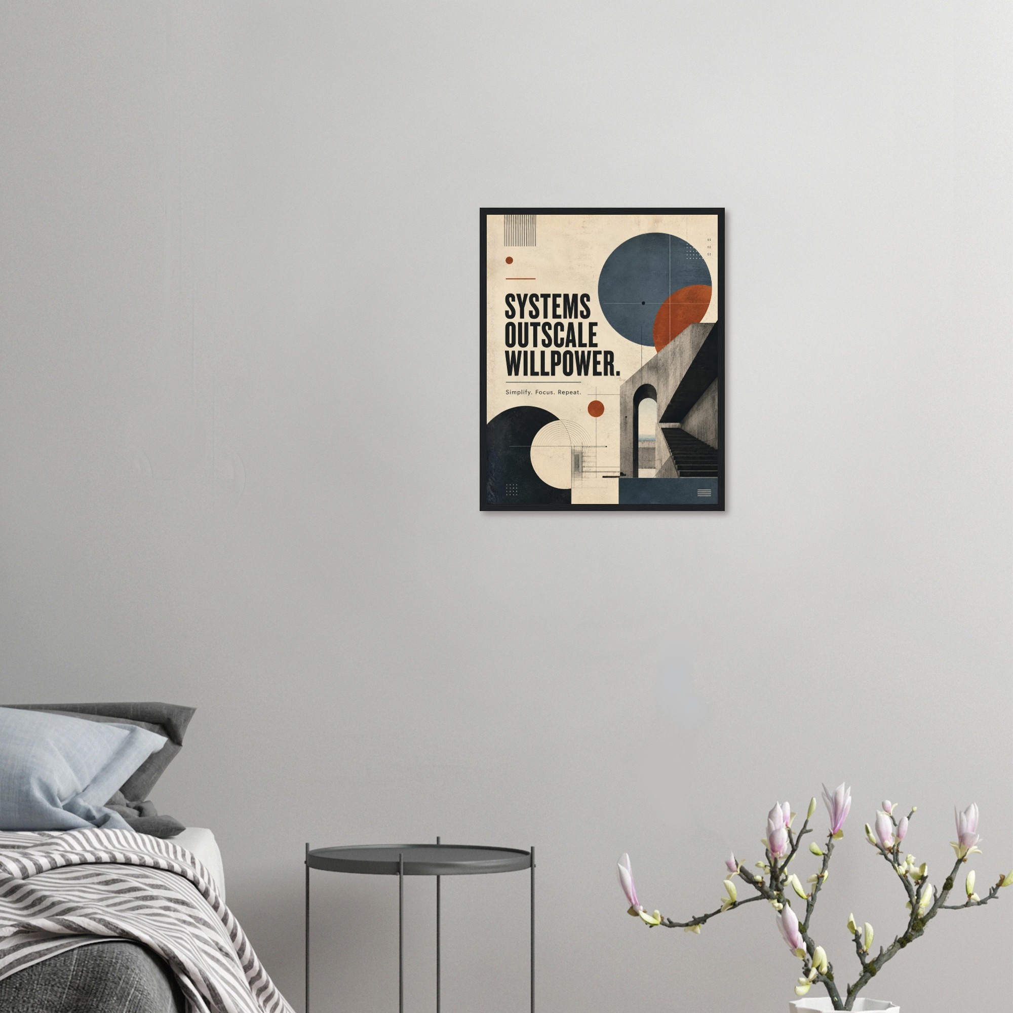 systems outscale willpower productivity wall art productivity mindset artwork systems thinking artwork workflow optimization decor productivity systems artwork
