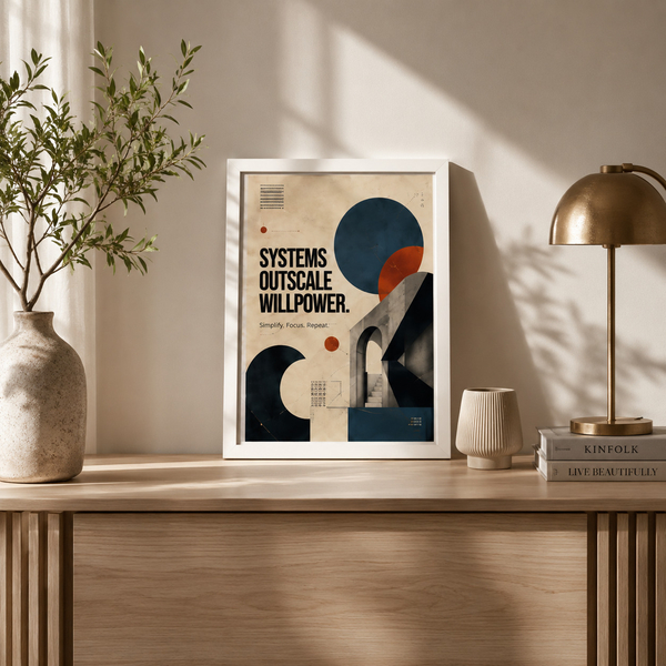 systems outscale willpower productivity wall art professional development art systems thinking artwork workflow optimization decor productivity systems artwork 20x25 cm 8x10 inch white frame
