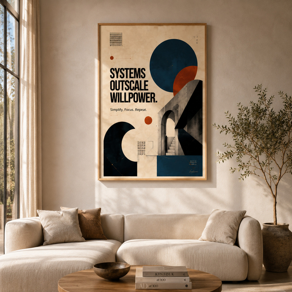 systems outscale willpower productivity wall art refined workspace decor systems thinking artwork workflow optimization decor productivity systems artwork 60x80 cm 24x32 inch natural wood frame