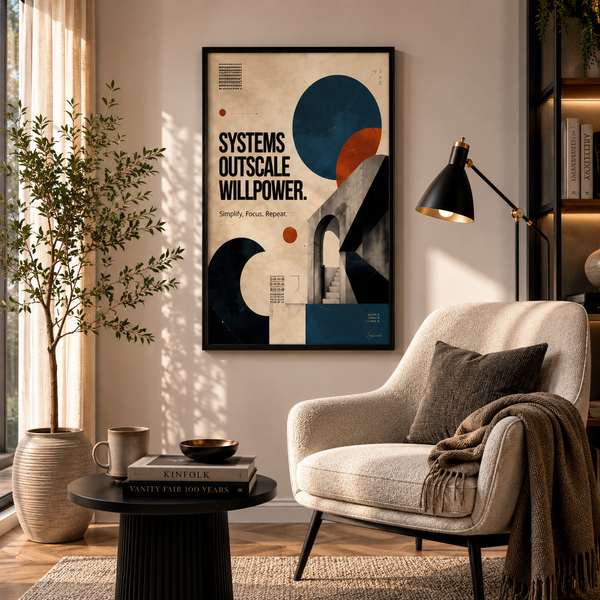 systems outscale willpower productivity wall art strategic thinking wall art systems thinking artwork workflow optimization decor productivity systems artwork 28x43 cm 11x17 inch black frame